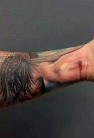 Cor brazo relixioso cruz patrón de tatuaxe de Jesús