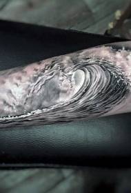 realistinen tyyli realistinen mustavalkoinen aalto tatuointi malli