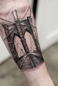 Paže černé slavné město most tetování vzor