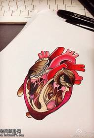 έγχρωμη καρδιά τατουάζ χειρογράφημα εικόνα
