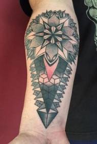 al Schoul schwaarz-wäiss stéckend Zierblumm a geometrescht Tattoo Muster