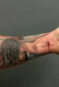 Pieni käsivarren väri Jesus Cross -tatuointikuvio
