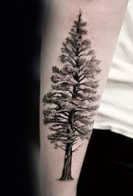 patrón de tatuaxe de árbore en branco e negro alto