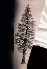 small arm tall black and white tree tattoo pattern