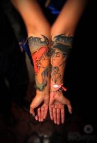 μπράτσο ρομαντικό στυλ χρώμα ζευγάρι μοτίβο τατουάζ