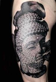 Personalidad de estilo negro creativo, como el patrón de tatuaje de avatar de Buda