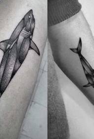 рука черный ультратонкий мышечный рисунок татуировки акулы