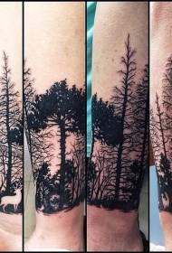 braccio semplice modello di tatuaggio di cervo nella foresta