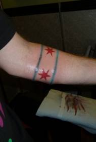mala ruka zanimljive Plave linije i uzorak tetovaže crvene zvijezde