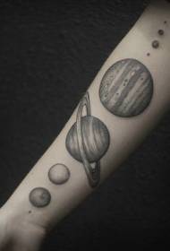 Модел на тетоважа на глуждот со црна сива планета