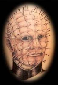 Velna galvas tetovējuma raksts ar adatu 111226 - liels sarkana spoku sejas tetovējuma modelis