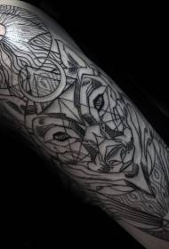 Arcanum Totem arma caput cum Lupus Geometrica Exemplum tattoo