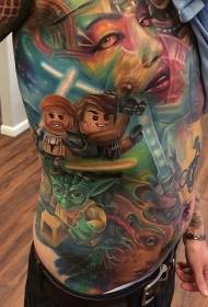 Tut-amerika koloro LEGO Star Wars tatuaje ŝablono