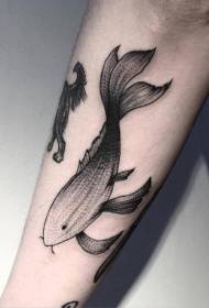 earm âlde skoalle swarte prachtige fisk tattoo patroan