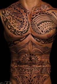 หน้าอกหน้าท้องลายสัก Polynesian totem