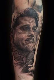 jib realistic black and white movie hero portrait tattoo pattern