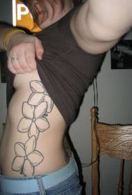 cintura femminile tatuaggio siluette di fiore di ibisco semplice