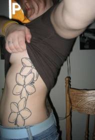 tatuaggio silhouette femminile semplice vita fiore di ibisco