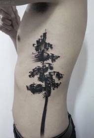 costelas laterais Patrón clásico de tatuaxe de árbore grande negra