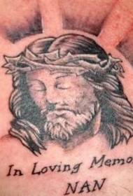 Jézus portré és angol ábécé tetoválás minta