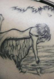 schouder zwarte minimalistische rivier meisje tattoo foto