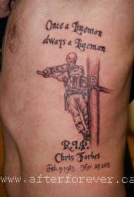 tatuaggio soldato marrone semplice stile vecchio lato vita