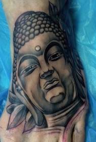 Collo del tatuaggio nero tatuaggio Hindu Buddha statua