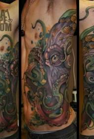 side ribs modern style painted octopus tattoo pattern