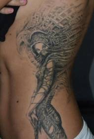 Πλευρική πλευρά μαύρο γκρι χαριτωμένο μοτίβο τατουάζ κορίτσι