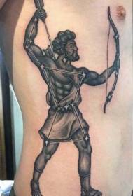 taobh-easnacha scoil sean-phátrún tattoo portráid Sagittarius