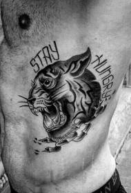boční žebra Evropská a americká tygří hlava dopis tetování vzor