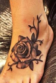 Grey Rose Tattoo Pattern pada punggung kaki
