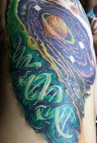 pianeta vita cartone animato spazio con motivo a tatuaggio simbolo del DNA