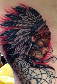 waist side wonderful color Indian woman tattoo pattern