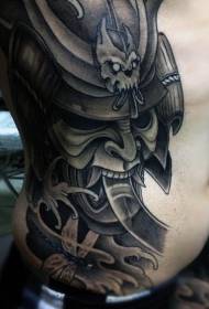 Laki-laki sisi rib warna pola topeng samurai dragonflyTattoo