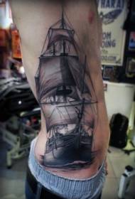 nervature laterali Modello di tatuaggio a vela bianco e nero molto realistico