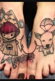 foot dog and girl stuffy tattoo pattern