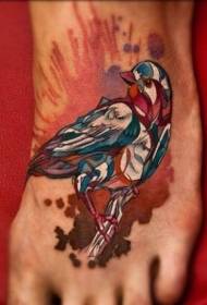 belo padrão de tatuagem de pássaro em aquarela nas costas