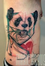 patró de tatuatge de bambú en color de panda costella lateral