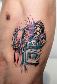 pas strani barva retro glasbenik tattoo vzorec