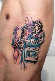 cintura à latu di a cintura à ritornu di mudellu di tatuare di musicista