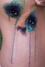side rib splash inkt skildere portret gezichtsfunksjes tattoo patroan