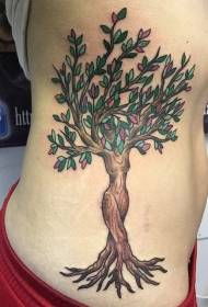 cailíní taobh ribs dath suimiúil patrún fotoy crann tattoo