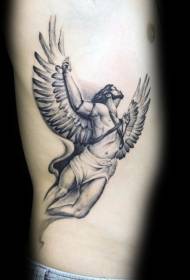 waist side Black-gray flying Icarus side tattoo