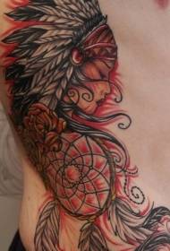 modello di tatuaggio unico dipinto donna indiana lato vita