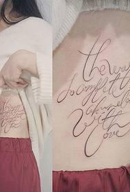 dívčí boční žebra na pohledný obrázek anglického slova tetování