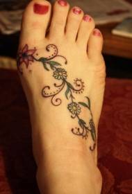 женски instep боја цвет лоза тетоважа шема