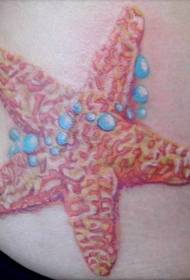 mooie oranje zeester met blauw bubbeltattoopatroon