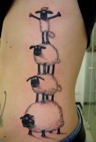 Taille Cartoon Schafe Iwwerlappend Tattoo Muster