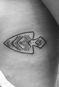 side rib ienfâldige swarte line tribal fisk tattoo patroan